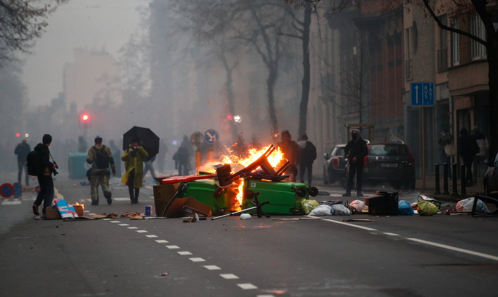 Protestas prieš COVID-19 suvaržymus Briuselyje