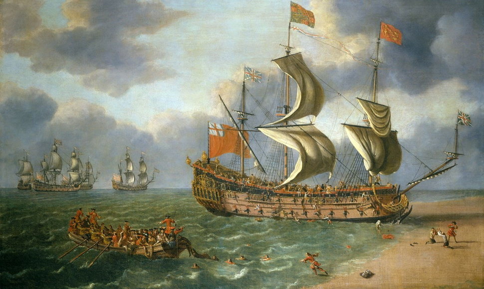 Johano Danckertso paveiksle pavaizduotas „Gloucester“ laivas