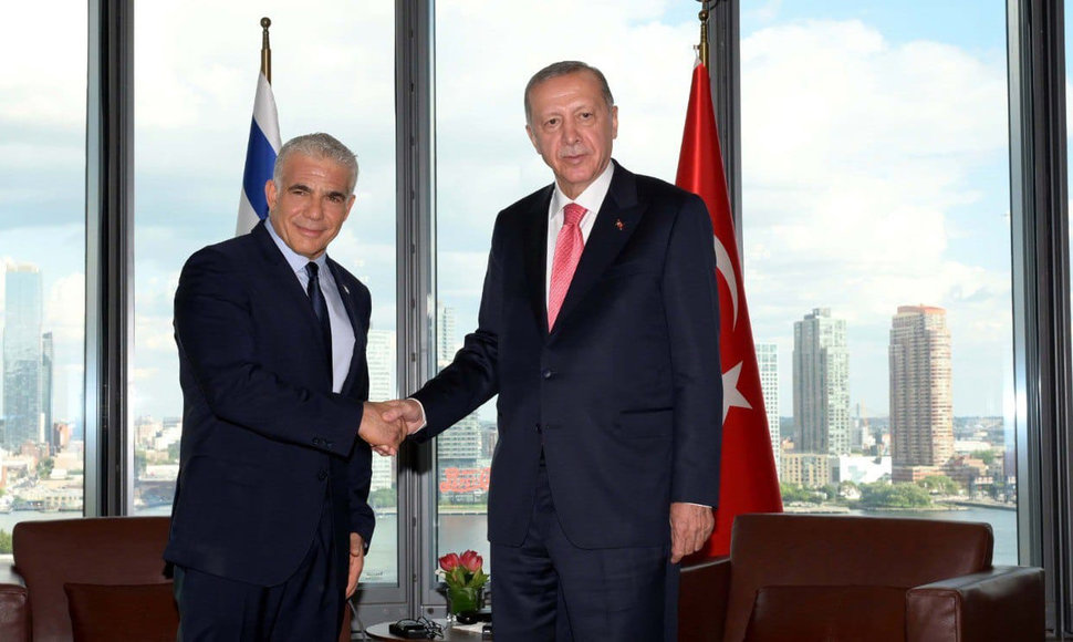 Izraelio premjero Yairo Lapido ir Turkijos prezidento Recepo Tayyipo Erdogano susitikimas