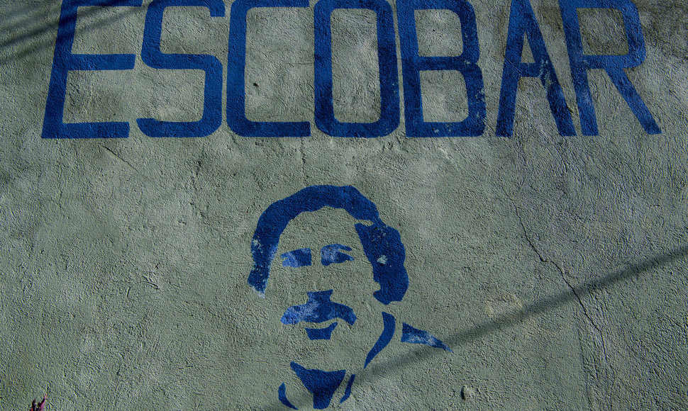 Grafitis, vaizduojantis Pablo Escobarą