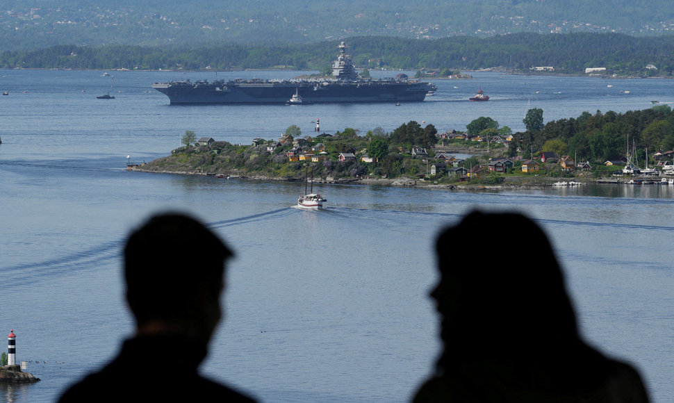 JAV lėktuvnešis „USS Gerald R.Ford“ Osle