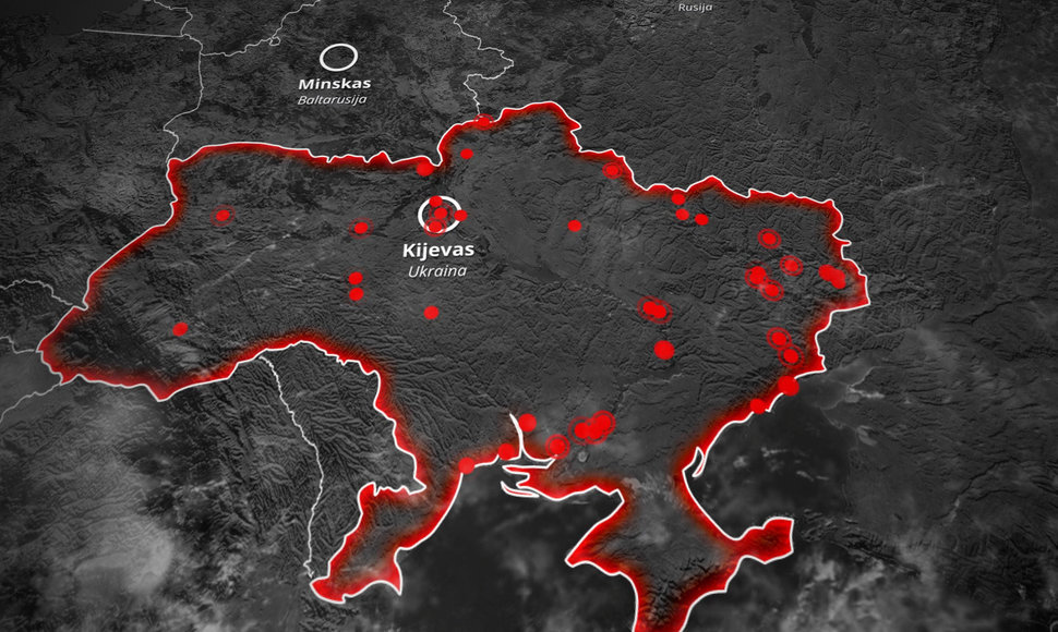 Rusijos puolimo taškai - žemėlapis