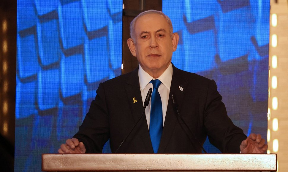 Izraelio Ministras Pirmininkas Netanyahu kalba Jeruzalės atminimo dienos ceremonijoje. / GIL COHEN-MAGEN / via REUTERS