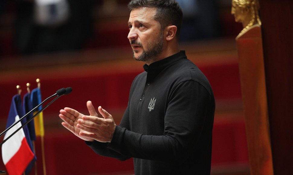 Ukrainos prezidentas Volodymyr Zelensky kalbėjo Assemblee Nationale. / IMAGO/Jonathan Rebboah / IMAGO/PanoramiC