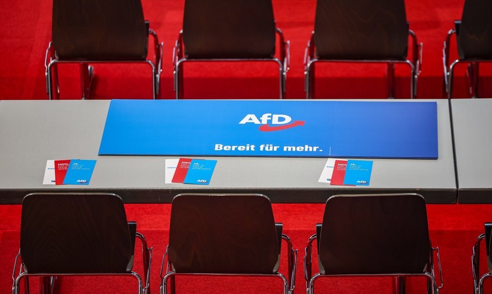 AfD Sachseno partijos konferencija Glauchau mieste. / Jan Woitas / dpa/picture-alliance