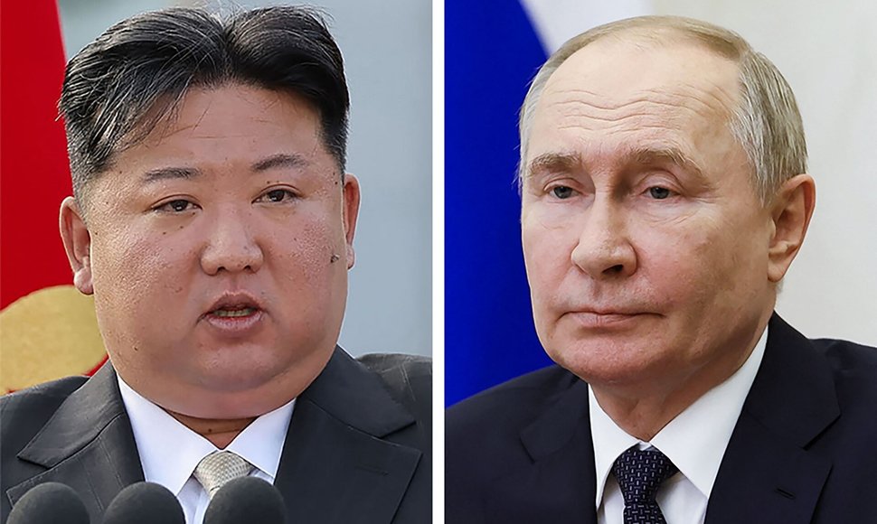 Šiaurės Korėjos vadovas Kim Jong Unas ir Rusijos prezidentas Vladimiras Putinas