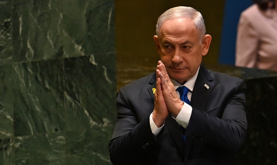 Benjamin Netanyahu kalba 79-ojoje JTOGA sesijoje. / Andrea Renault / ZUMAPRESS.com