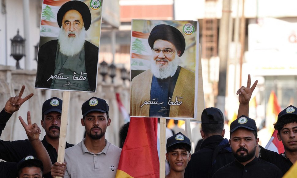 „Hezbollah“ atstovas: grupuotė išsirinks naują vadą „pirmai progai pasitaikius“ / QASSEM AL-KAABI / AFP