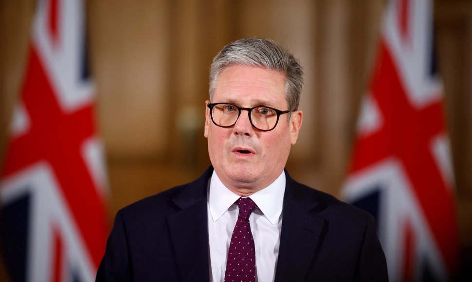 Britanijos ministras pirmininkas Keir Starmer kalba apie Artimųjų Rytų situaciją. / BENJAMIN CREMEL / via REUTERS