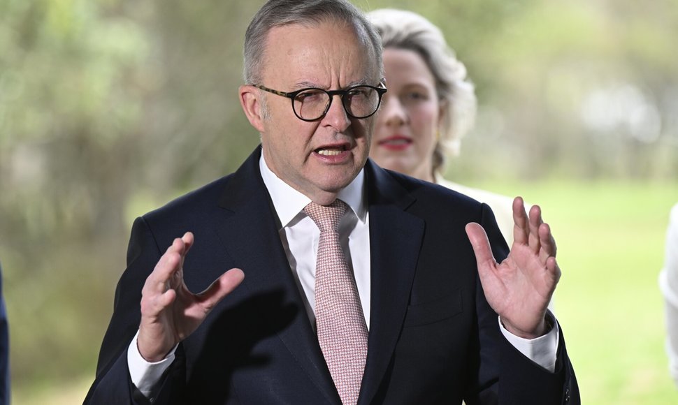 Australijos ministras pirmininkas Anthony Albanese&#39;is / Darren England / AP