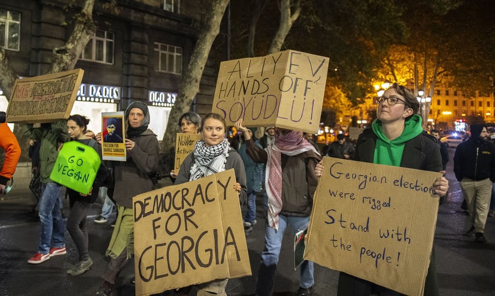 Greta Thunberg protesto Tbilisyje metu / Jay Kogler / ZUMAPRESS.com