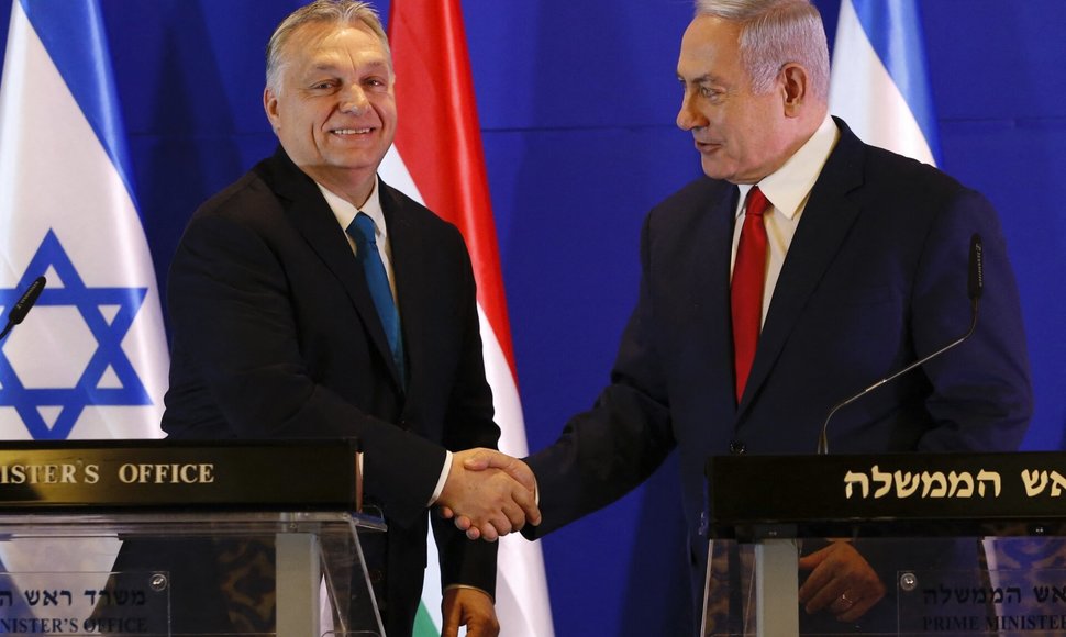 Vengrijos premjeras Viktoras Orbanas ir Izraelio ministras pirmininkas Benjaminas Netanyahu