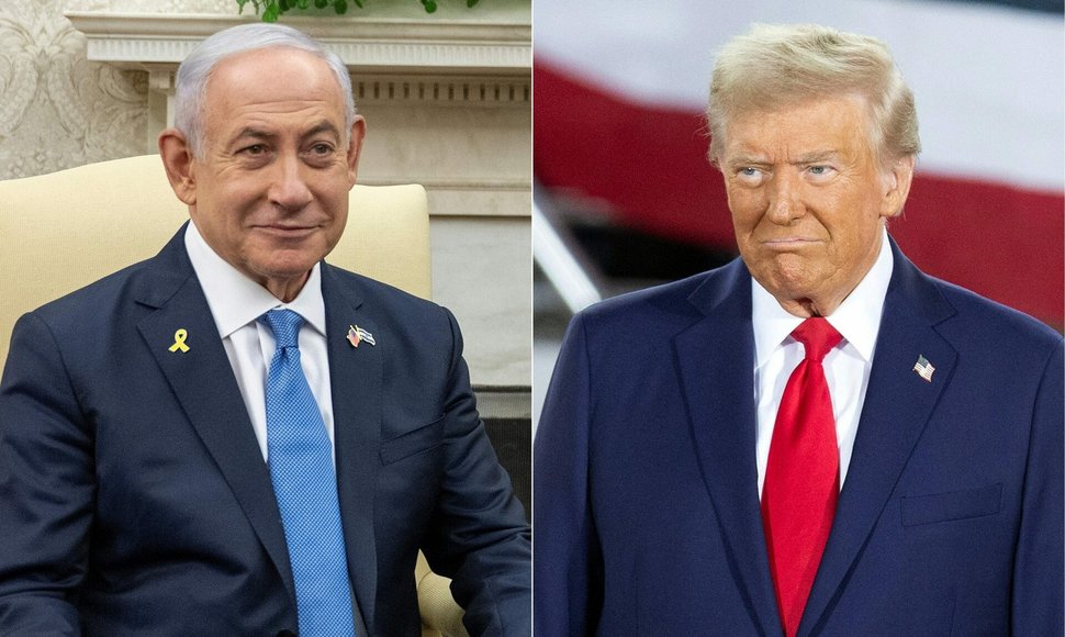 Benjaminas Netanyahu ir Donaldas Trumpas / JIM WATSON RYAN M. KELLY / AFP