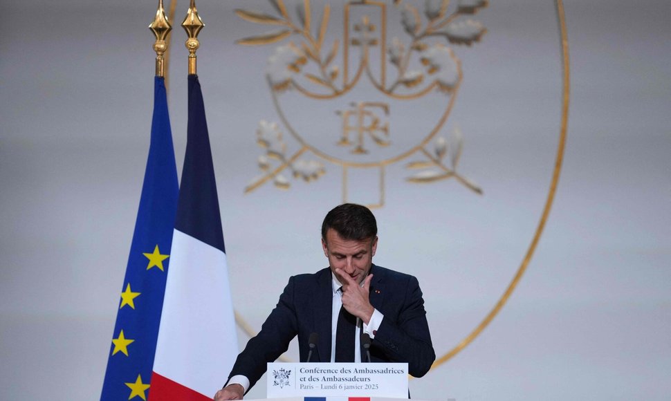 Prancūzijos prezidentas Emmanuelis Macronas / AURELIEN MORISSARD / AFP