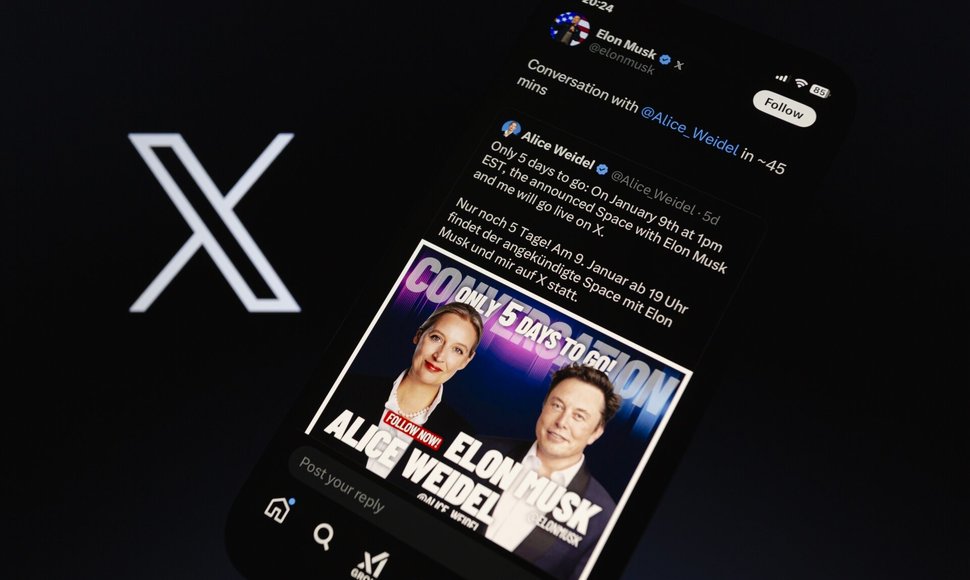 Elono Musko žinutė socialiniame tinkle „X“ / Andre M. Chang / ZUMAPRESS.com