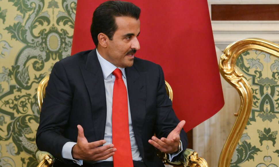 Tamimas bin Hamadas al Thani Maskvoje / IMAGO/Grigory Sysoev / IMAGO/SNA