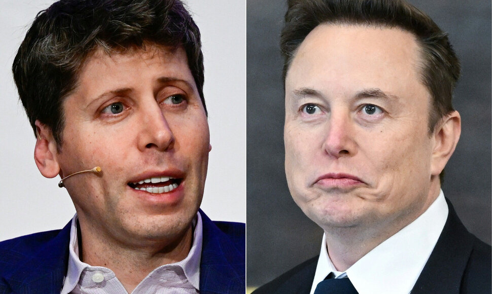 Samas Altmanas ir Elonas Muskas / JOHN MACDOUGALL SAUL LOEB / AFP