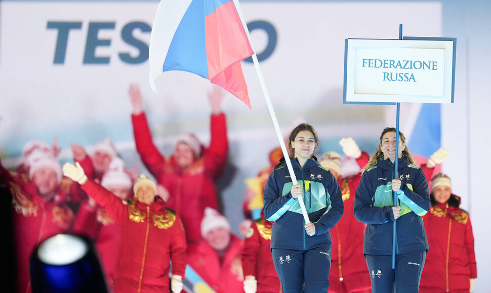 Rusijos delegacija Milano ir Kortinos žiemos paralimpinių žaidynių atidaryme / Chine Nouvelle / SIPA nuotr.