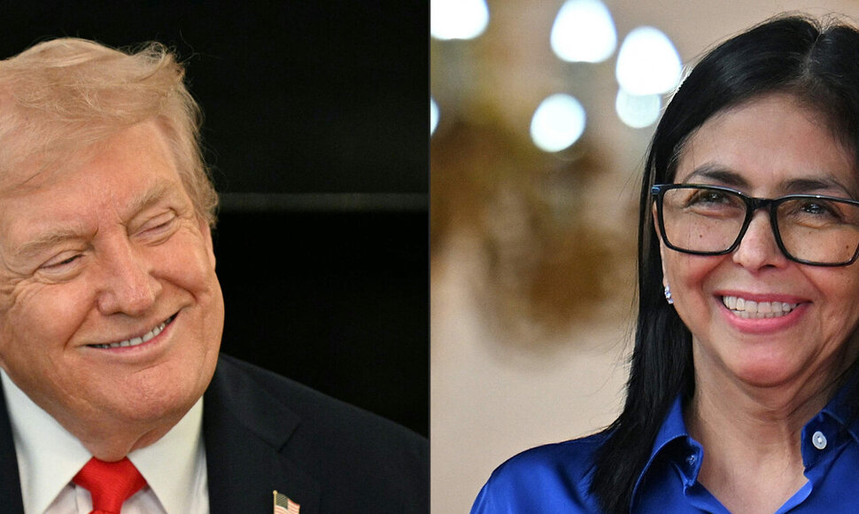 Donaldas Trumpas ir Delcy Rodriguez / JIM WATSON JUAN BARRETO / AFP