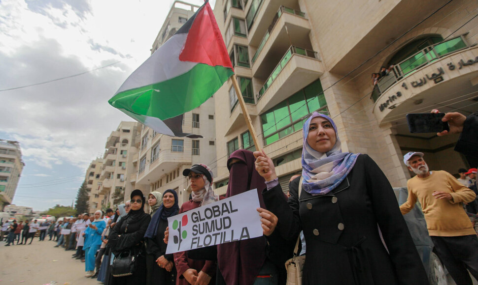 Gazos Ruožo paramos flotilę remiantis protestas / IMAGO/Hashem Zimmo / IMAGO/TheNews2
