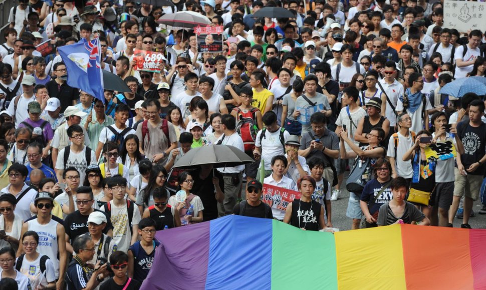 Honkonge minios protestuotojų 