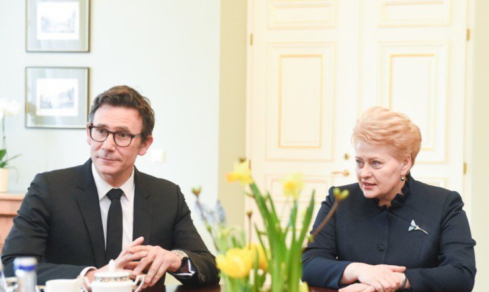 Prezidentė Dalia Grybauskaitė ir režisierius Michel Hazanavicius