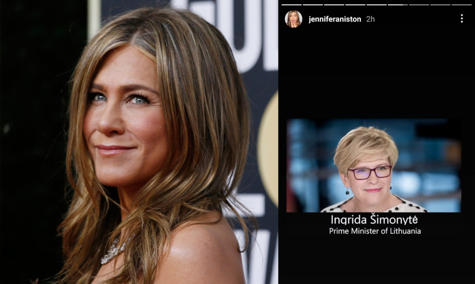 Jennifer Aniston „Instagram“ „istorijoje“ – ir Ingridos Šimonytės atvaizdas