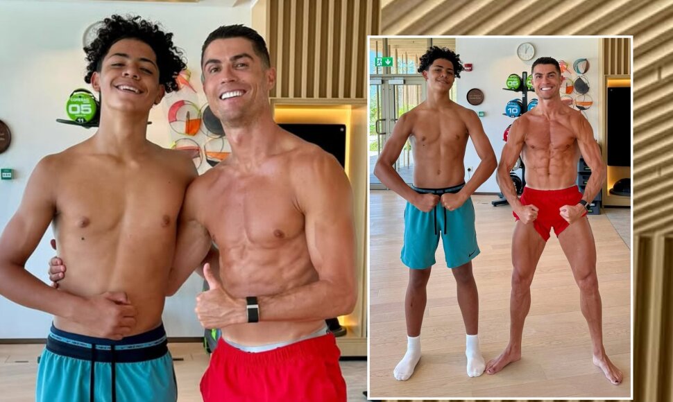 Cristiano Ronaldo su sūnumi Cristiano jaunesniuoju