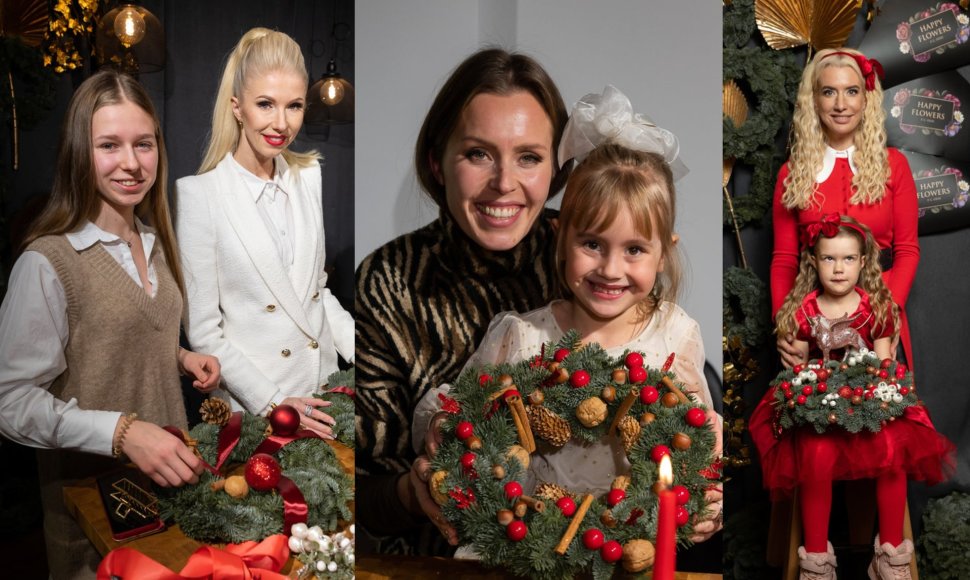 Žinomos mamos ir dukros kūrė kalėdinius vainikus