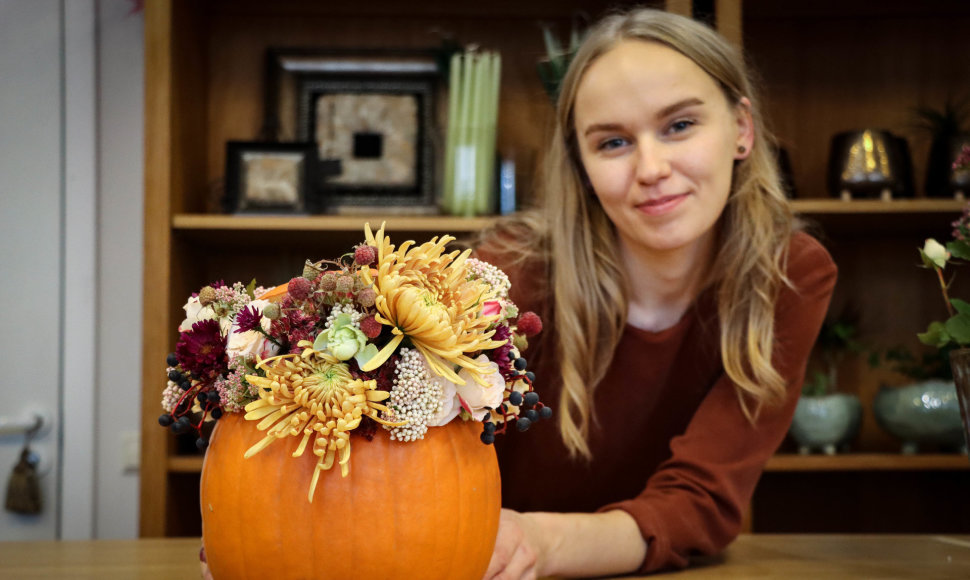 Floristinė kompozicija moliūge