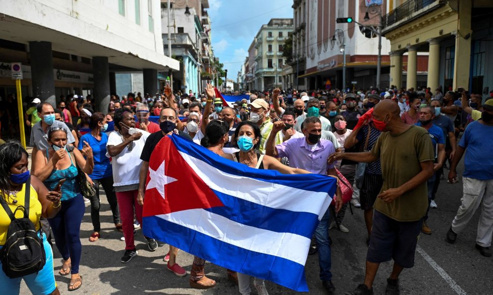 Protestuotojai Havanoje