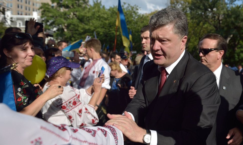 Ukrainos prezidentas Petro Porošenka susitiko su Ukrainą palaikančiais žmonėmis Vašingtone 