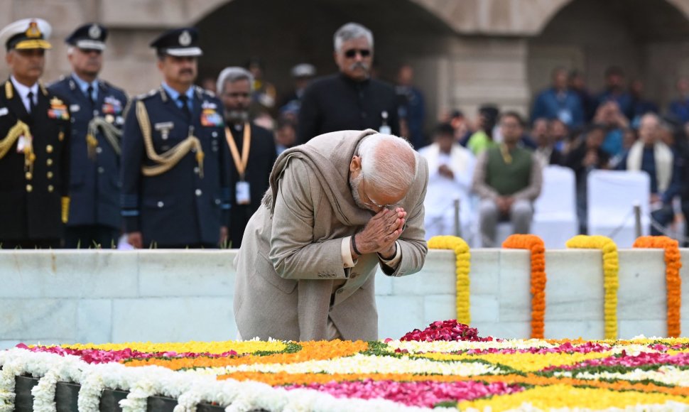 Indijos ministras pirmininkas Narendra Modi prie Mahatmos Gandhi memorialo