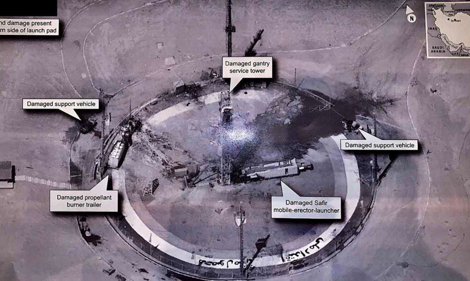 Gaisro apgadinta Irano kosminio centro aikštelė