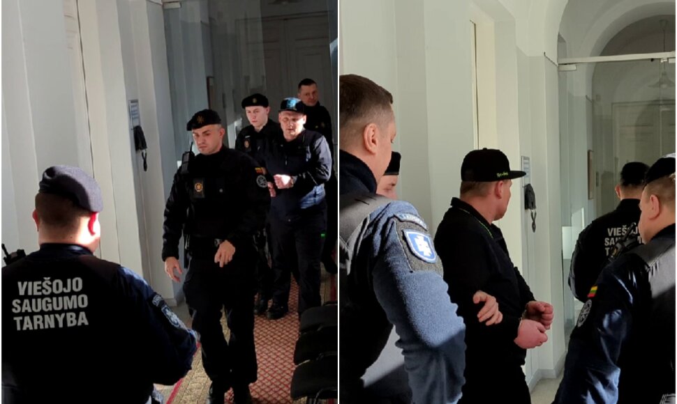 Kaltinamąjį į teismą atvedė ir išvedė 4 konvojaus pareigūnai
