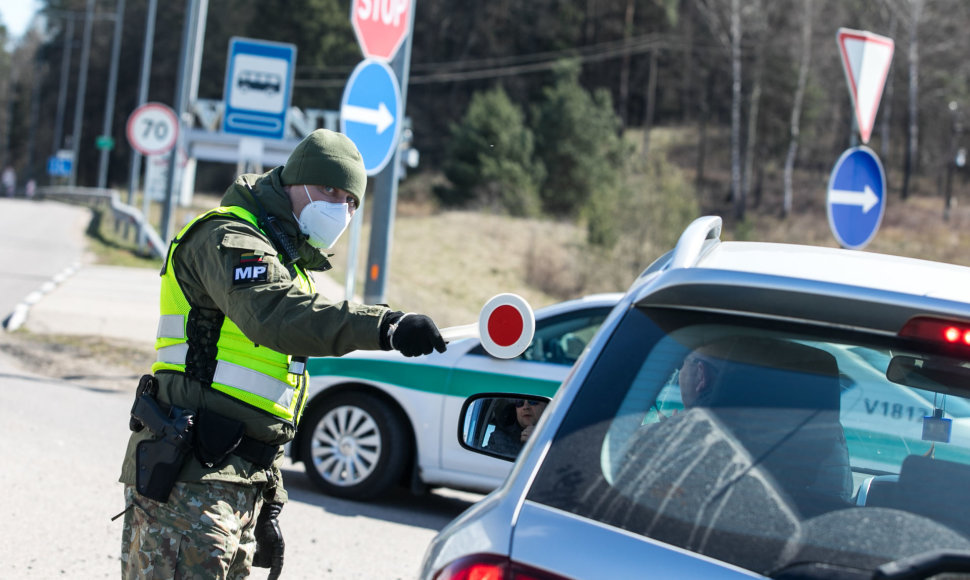 Policijos kontrolės postas įvažiuojant į Vilnių nuo Kauno pusės