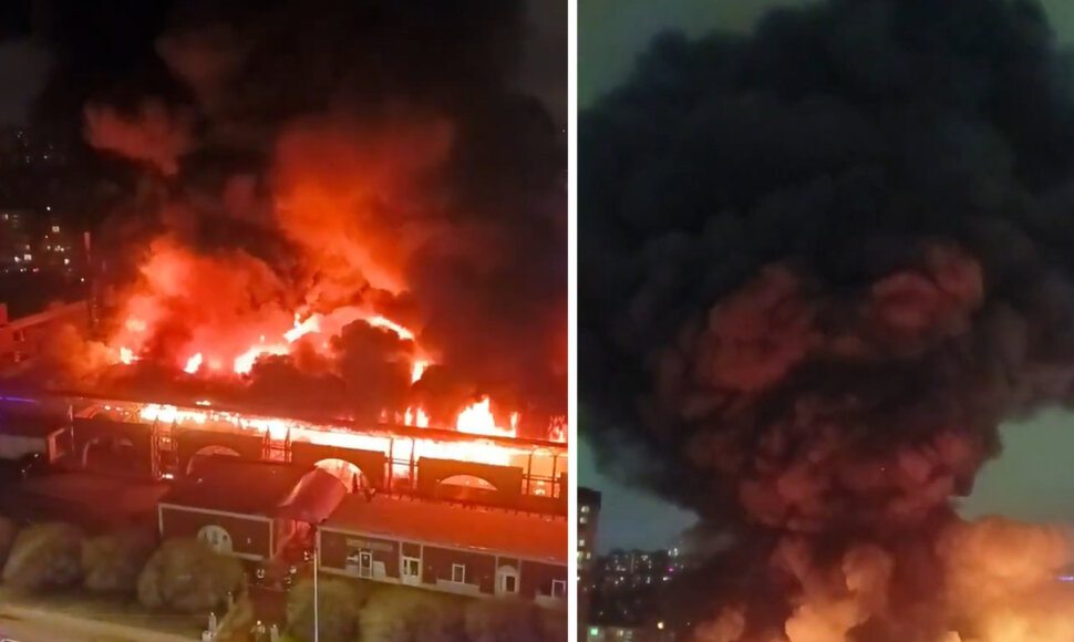 Gaisras Sankt Peterburgo turguje