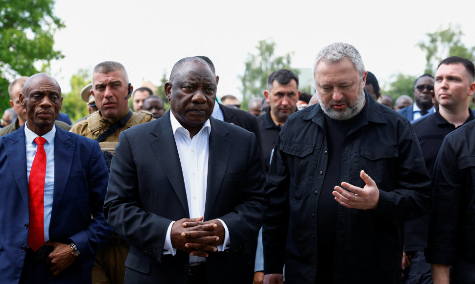 Pietų Afrikos Respublikos prezidentas Cyrilas Ramaphosa Bučoje