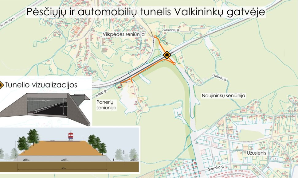 Tunelio po geležinkeliu Valkininkų gatvėje, Vilniuje, vizualizacija