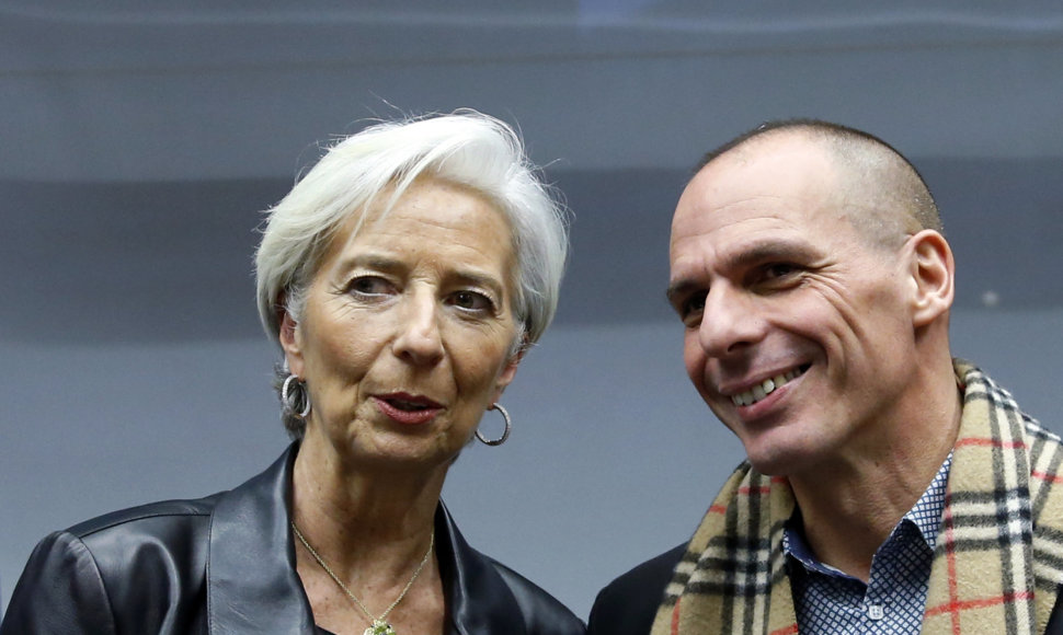 Tarptautinio valiutos fondo (TVF) vadovė Christine Lagarde ir Graikijos finansų ministras Yanis Varoufakis