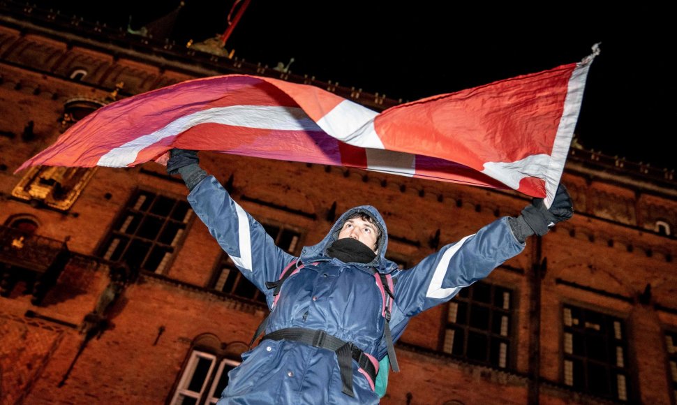 Protestas prieš karantino ribojimus Kopenhagoje