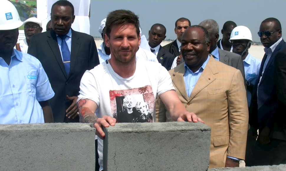 Lionelis Messi ir Gabono prezidentas Ali Bongo Ondimba