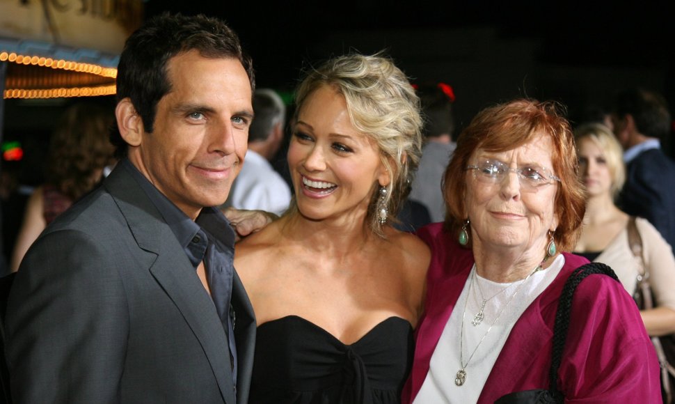 Benas Stilleris su žmona Christine Taylor ir motina Anne Meara (2007 m.)