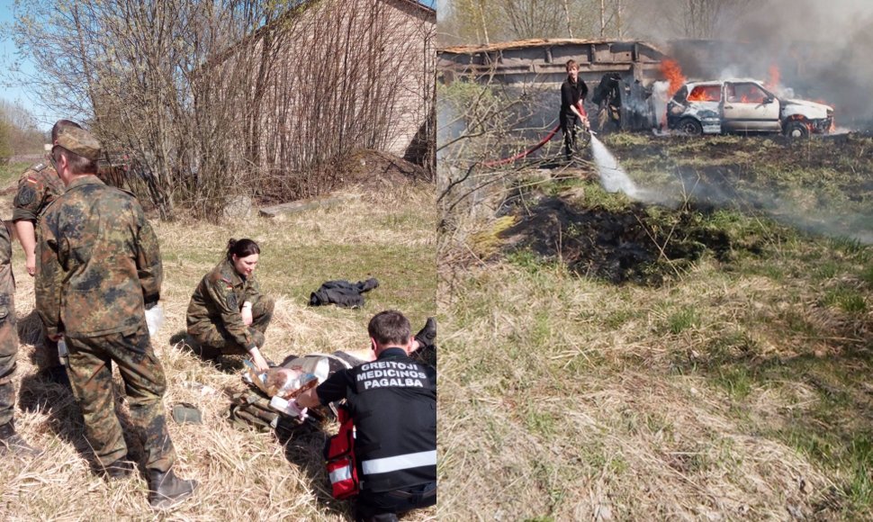 Molėtų rajone vietiniai gyventojai iš degančios mašinos išgelbėjo vyrą