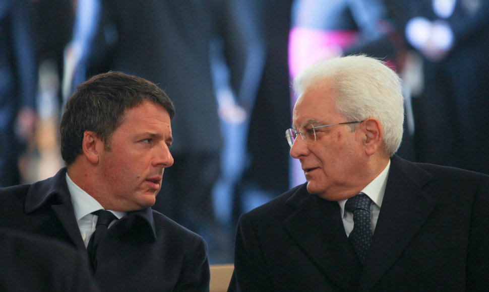 Matteo Renzi ir Italijos prezidentas Sergio Mattarella