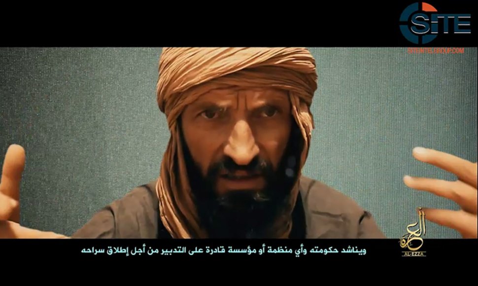 Kadras iš „Al-Qaeda“ išplatinto vaizdo įrašo