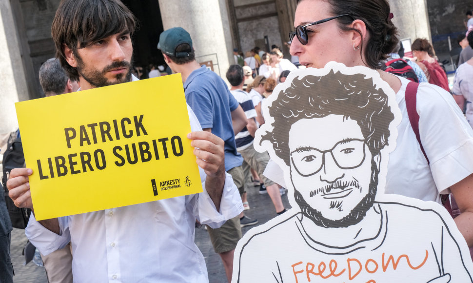 Protestas Italijoje dėl Patriko Zaki įkalinimo