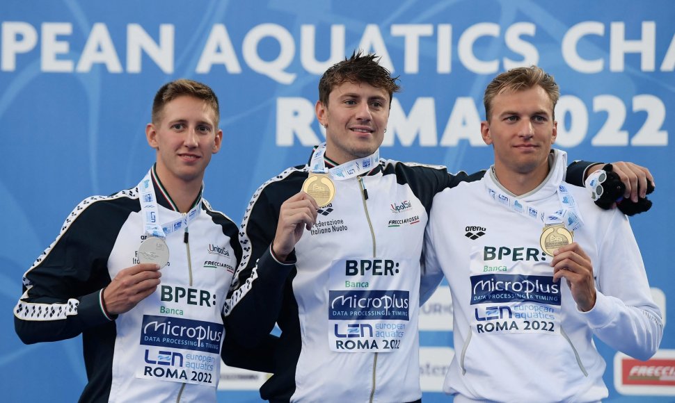 Andrius Šidlauskas (dešinėje) iškovojo Europos čempionato bronzą. Auksą laimėjo Nicolo Martinenghi, bronzą - kitas italas Federeico Poggio.