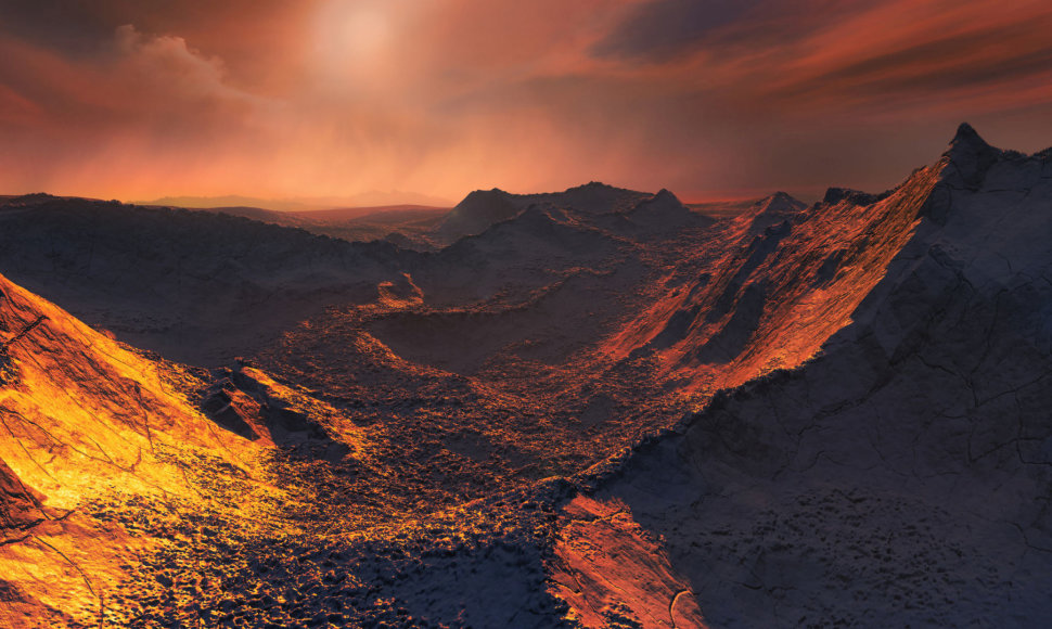 Taip menininkas įsivaizduoja naujai atrastos egzoplanetos – Barnardo b – paviršių