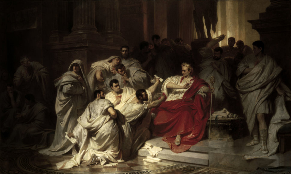 1865 m. nutapytas Karlo von Piloty paveikslas „Cezario nužudymas“
